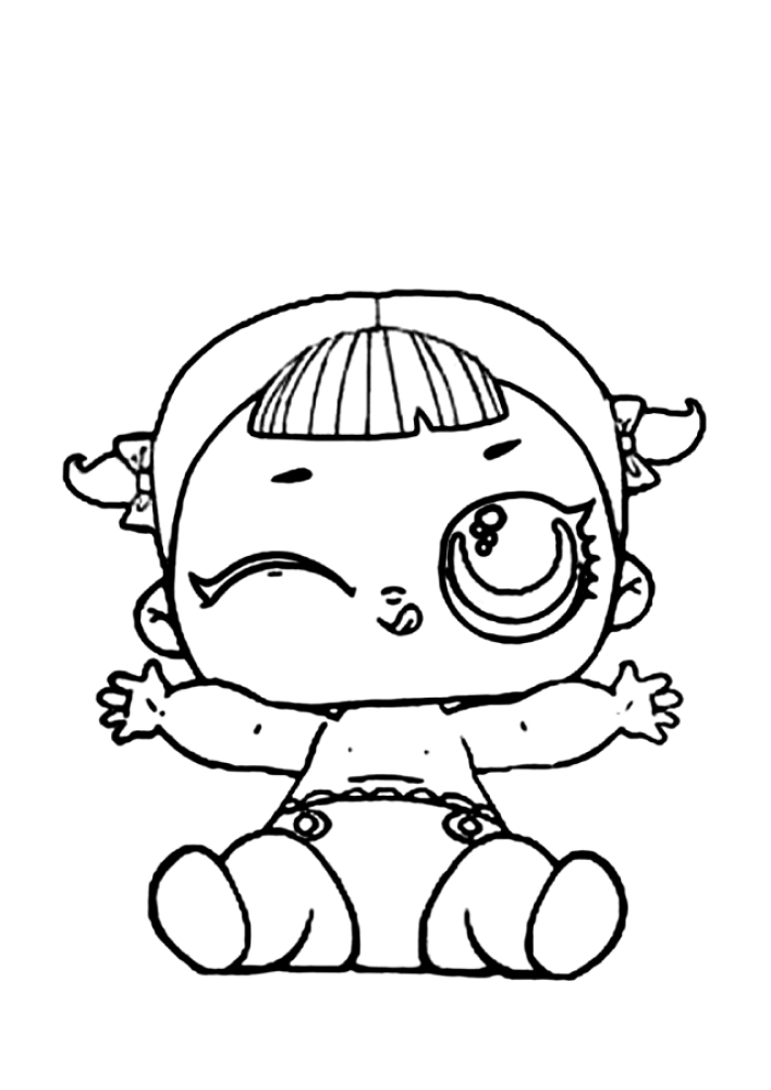 The little girl closed her little eye Coloring page Print
